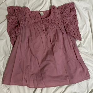 Mauve blouse with flutter sleeves